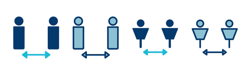 Social distancing icon vector isolated on white background. Keep distance sign. Coronavirus. Social Distancing and Self Quarantine.