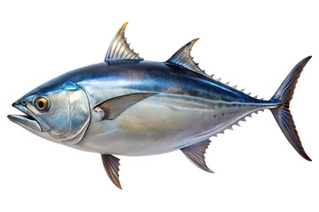 Fototapeta premium Detailed closeup of albacore tuna isolated on transparent background