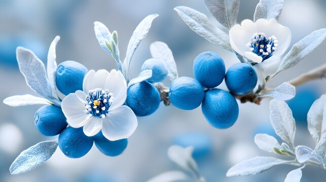 Blue Berries and White Blossoms Spring Branch