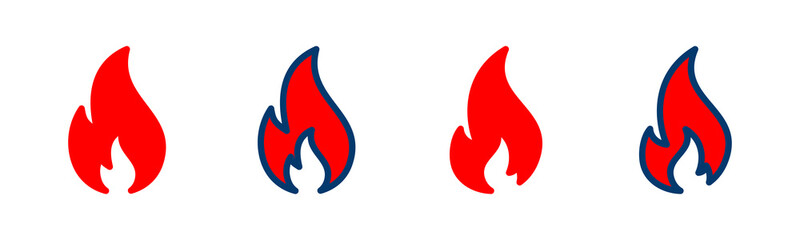 Fire icon vector isolated on white background. Fire flame icon template. Fire flames symbol vector