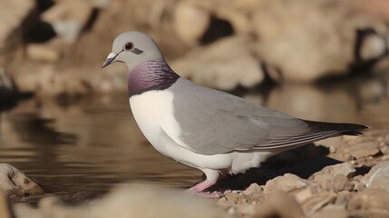 Fototapeta premium Collared Dove Bird by Water, Nature Wildlife Photography
