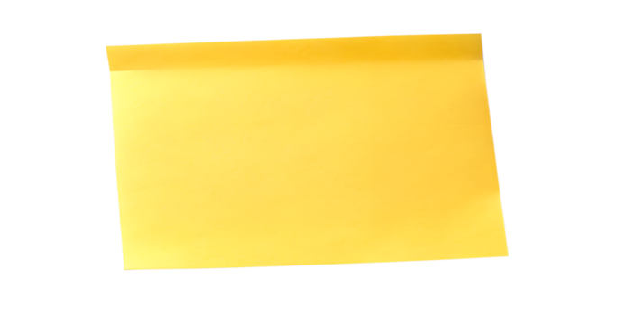 yellow sticky long size note isolated on white background.PNG Transparent file type with high definition picture quality available.