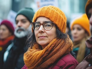 A diverse group of people protesting for immigrant rights, Immigration, Bold and inclusive