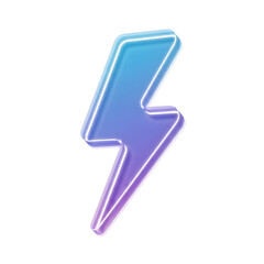 Lightning Bolt Energy 3D Icon Power Speed Charge Electricity Flash Symbol Purple