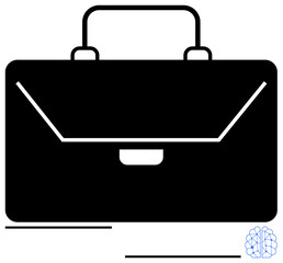 Sleek black briefcase with handle and clasp, symbolizing business, professionalism, and organization. Ideal for workplace, career, office, corporate settings, travel entrepreneurship and success