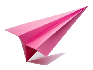 pink paper airplane isolated on white background.PNG Transparent file type with high definition picture quality available.