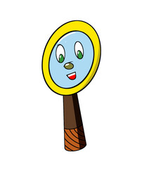 Animated magnifying glass with smiley face