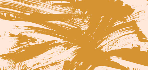 Artistic textured orange distressed painted bold brush strokes background. Grunge mustard yellow color retro paintbrush stroke smear with spray texture for business banner, surface, poster design
