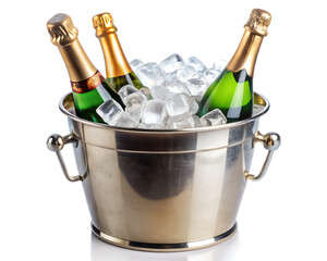 champagne bottle and glass isolated on white background.PNG Transparent file type with high definition picture quality available.