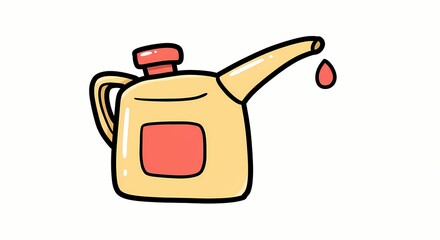 Obraz premium Cartoon Oil Can with Dripping Drop Illustration