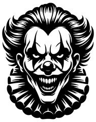 Obraz premium Clown Halloween Scary Spooky Laugh Smile Logo Sign Graphic Silhouette Shape Clipart Digital Art
