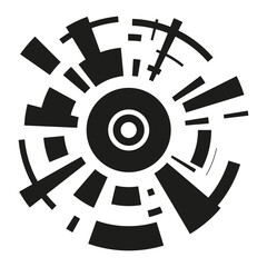 Digital circle icon. Futuristic radar shape. Center target figure. Abstract vector ring.