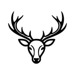 deer head hand drawn illustration. silhouette. black and white.