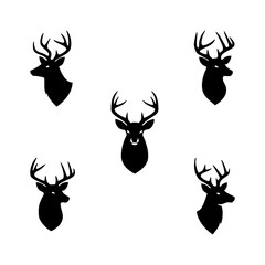 deer head hand drawn illustration. silhouette. black and white.
