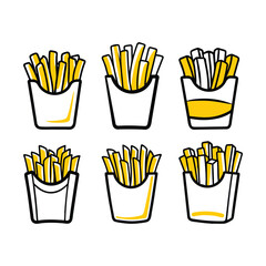 Tasty Doodle Fries Icon Set – Perfect for Menus, Decor, Covers, Posters Print, Web, and Restaurant Use.