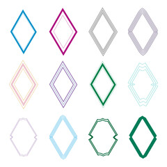 Diamond frame icon. Monochrome border shape. Thin outline figure. Vector decorative symbol.