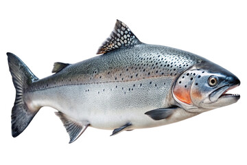 Detailed closeup of a salmon fish isolated on transparent background