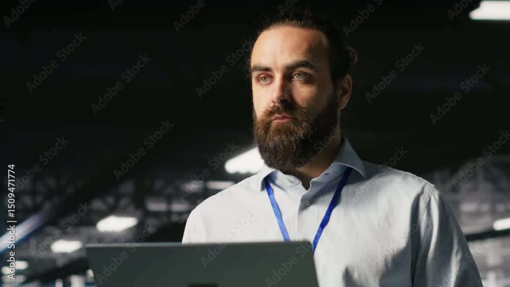 Poster data center admins monitoring artificial intelligence llm visualization. teamworking server room emp