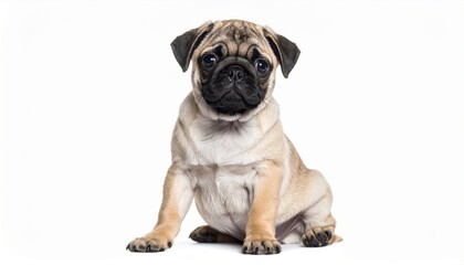 Obraz premium Pug puppy sitting isolated on white background