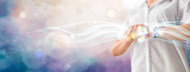 Reiki master working with energy