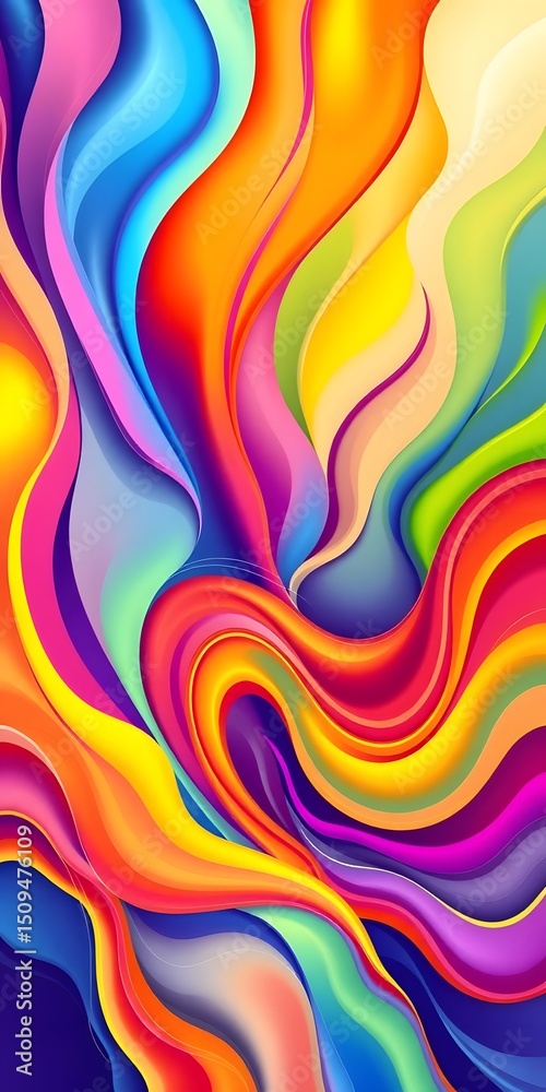 Aufkleber dynamic abstract design with vibrant colors. fresh, modern illustration featuring flowing shapes and