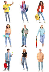 Fototapeta premium Group of teenagers on white background