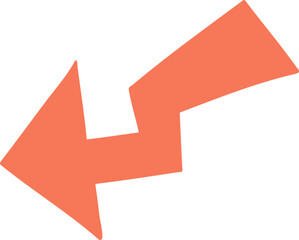 Orange Hand Drawn Zigzag Left Arrow