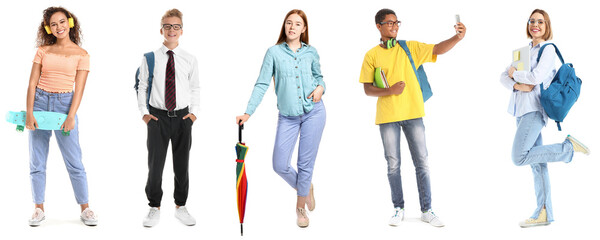 Obraz premium Group of teenagers on white background