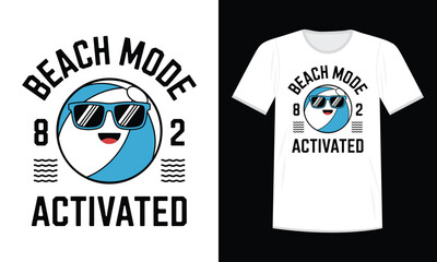 Fun Beach Ball Cartoon T-Shirt Design – Beach Mode Activated Blue Edition