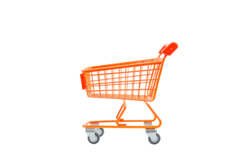 Orange Shopping Cart: A Maze of Consumer Choices isolated on transparent background png