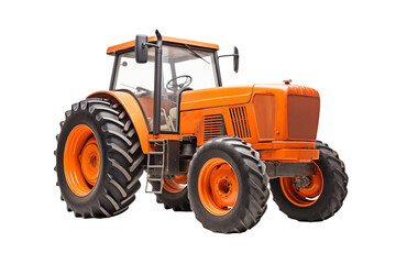 Obraz premium Powerful Orange Tractor: Agricultural Machinery, Farming Equipment, Farm Vehicle isolated on transparent background png