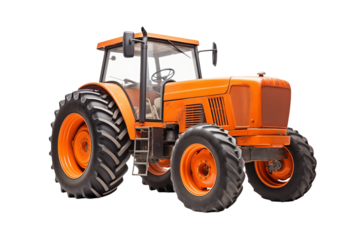 Powerful Orange Tractor: Agricultural Machinery, Farming Equipment, Farm Vehicle isolated on transparent background png