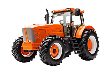 Powerful Orange Tractor: Agricultural Machinery on White Background isolated on transparent background png