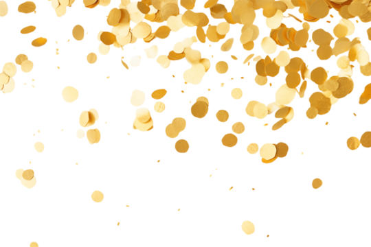 Golden Confetti Celebration: Festive Background Texture for Design Projects isolated on transparent background png