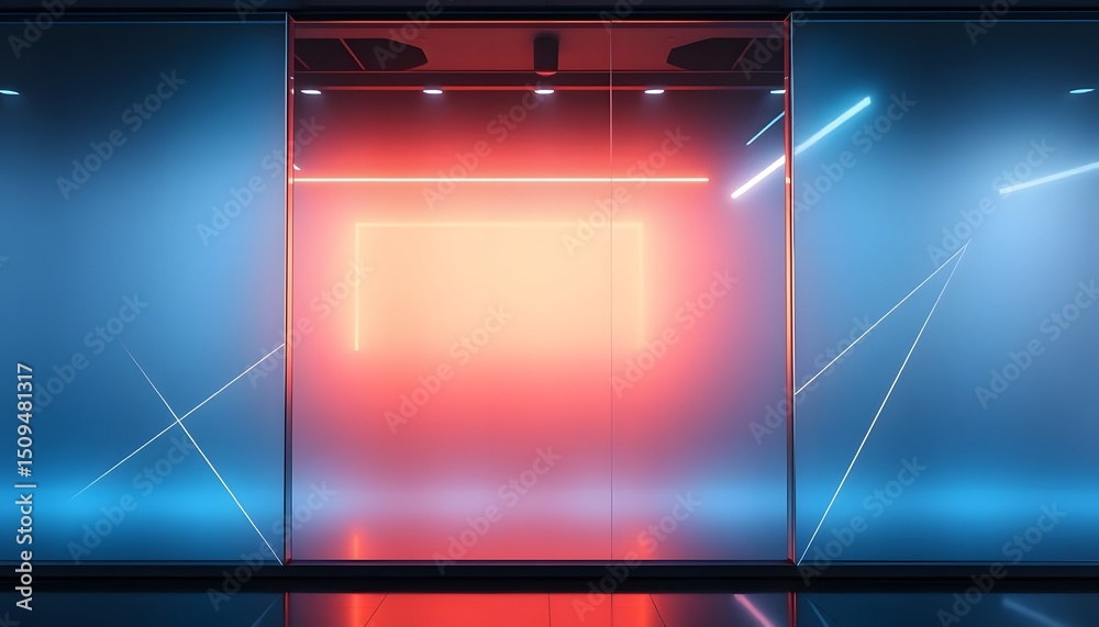 Leinwandbilder futuristic frosted glass design with striking geometric forms, glowing neon highlights, smooth gradi