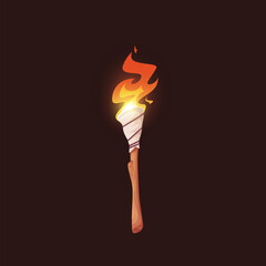 Torch flame icon set, cartoon vector