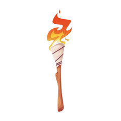 Torch flame icon set, cartoon vector