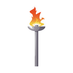 Torch flame icon, cartoon vector