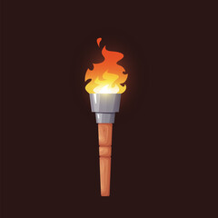Torch flame icon set, cartoon vector