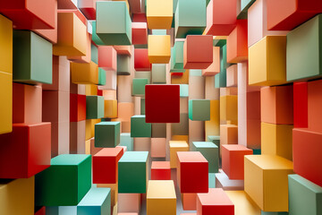 Pixelated 3D cubes floating in pattern