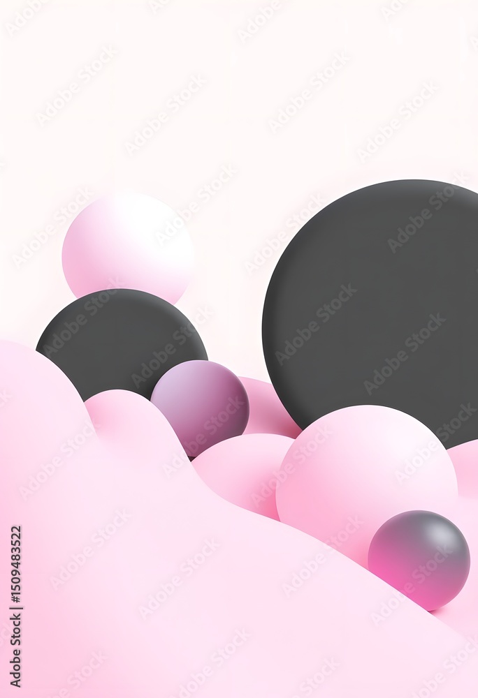 Poster abstract black shapes, geometric art with smooth gradient backgrounds create vintage, surreal design