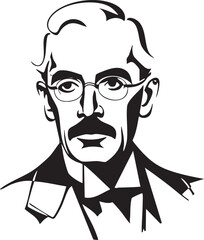 Fototapeta premium black and white portrait of a distinguished gentleman wearing spectacles.