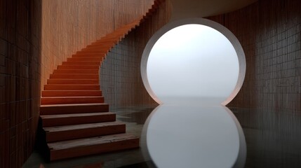 Modern spiral staircase with circular architectural feature