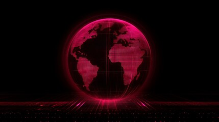 Digital Global Network Sphere Pink Technology Abstract World Map Futuristic Illuminated Glowing Red Modern Design Background Illustration Digital Art Graphic Design Element Data   