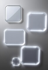 Sleek Frosted Glass Shapes With Glowing Edges, A Modern Design. Minimalistic Style With Rounded Corners, Perfect For Technology Or Business Concepts. Abstract And Elegant, Ideal For Backgrounds.