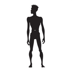 silhouetted man stands upright in a neutral pose.