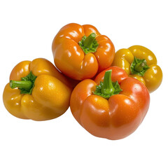 Fresh and Vibrant Yellow and Orange Bell Peppers Stacked Together on a White Background, Perfect for Healthy Recipes transparent background, png