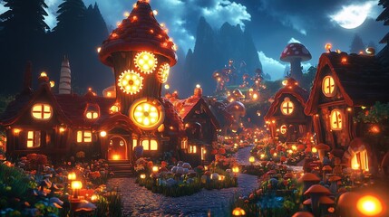 A clock tower made by glowing candy