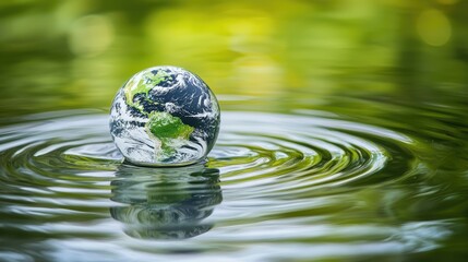 Earth resting gently on rippling water.