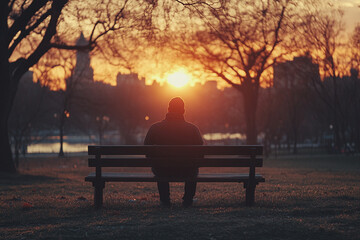 Man sitting alone on a park bench